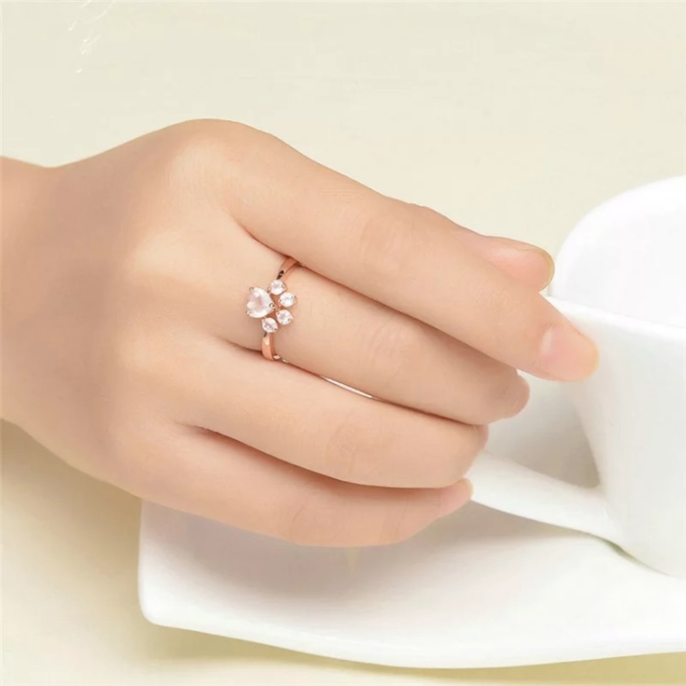 Adjustable Gold Plated Cut Cat Dog Bear's Paw Ring - Picture 4 of 5